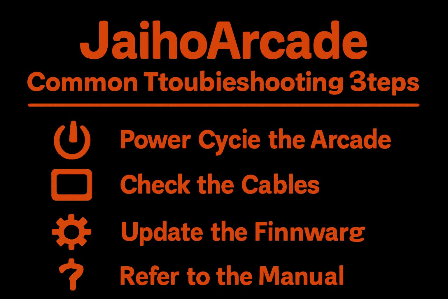An informative scene showing troubleshooting steps for the JaihoArcade app with a high-tech design.