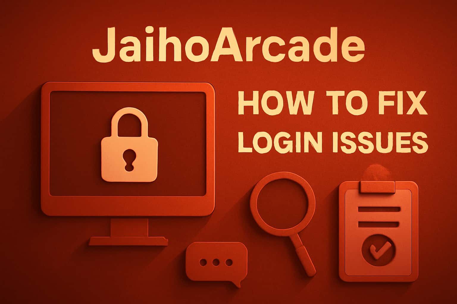 Informational graphic about resolving JaihoArcade login issues.