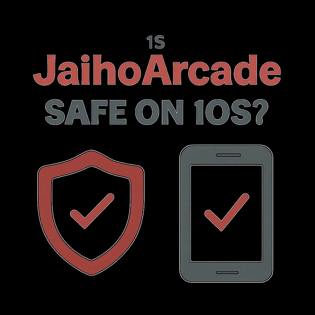 Illustration explaining JaihoArcade safety on iOS.