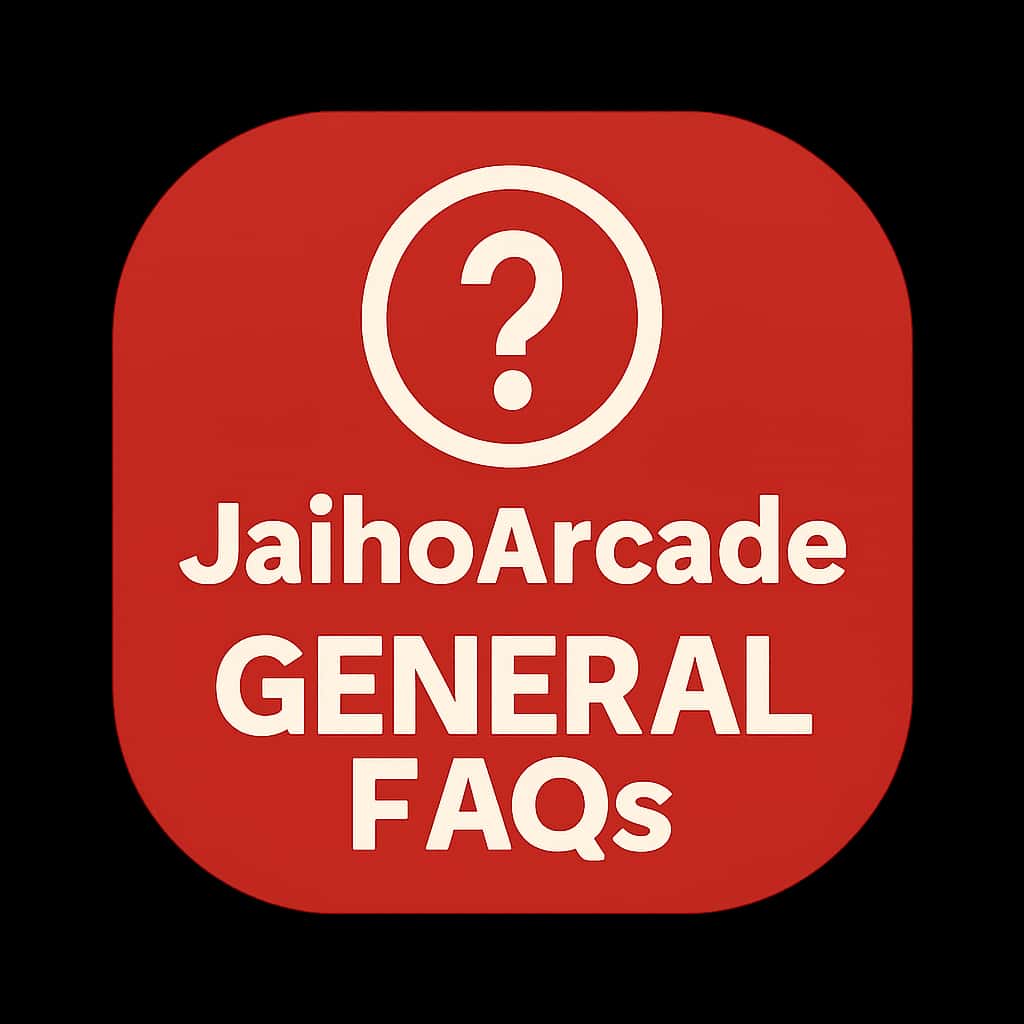 A badge icon for JaihoArcade General FAQs.
