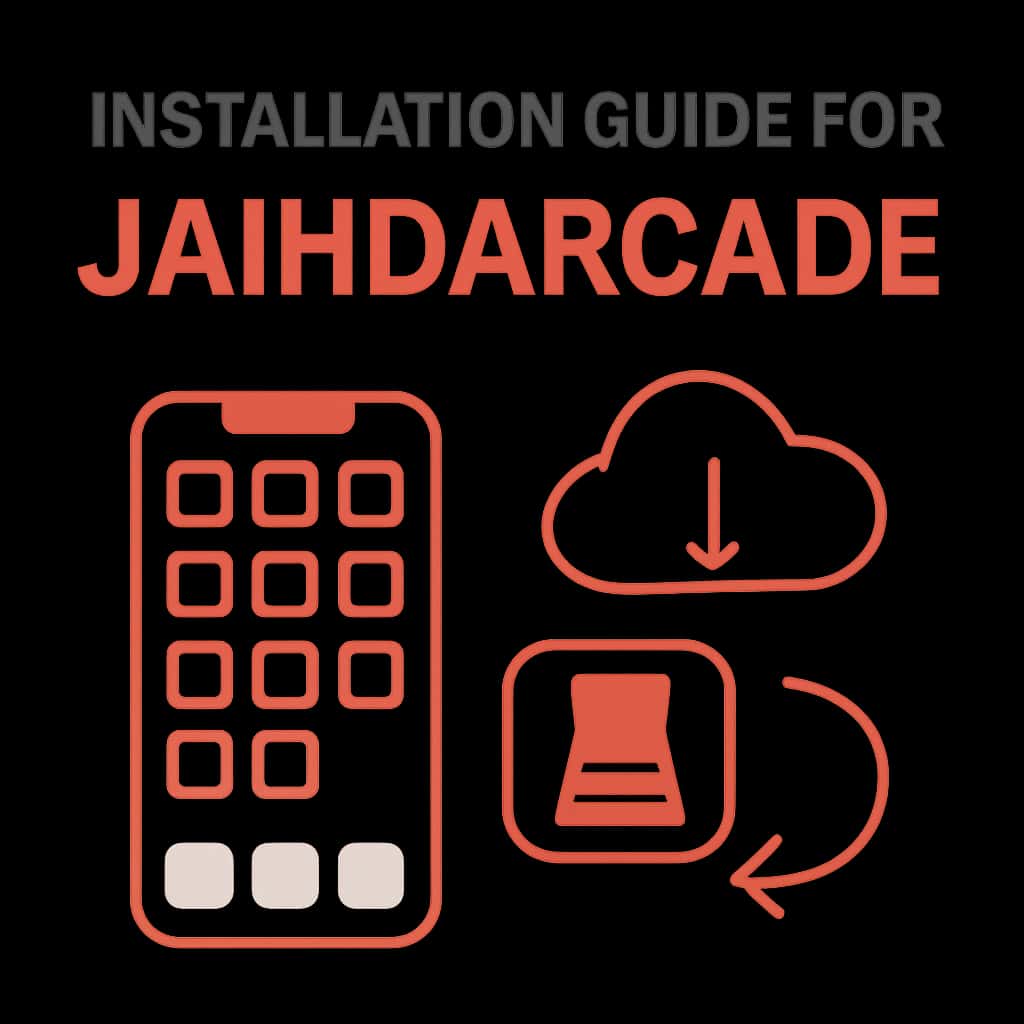 An illustration explaining the installation process for JaihoArcade on iOS.