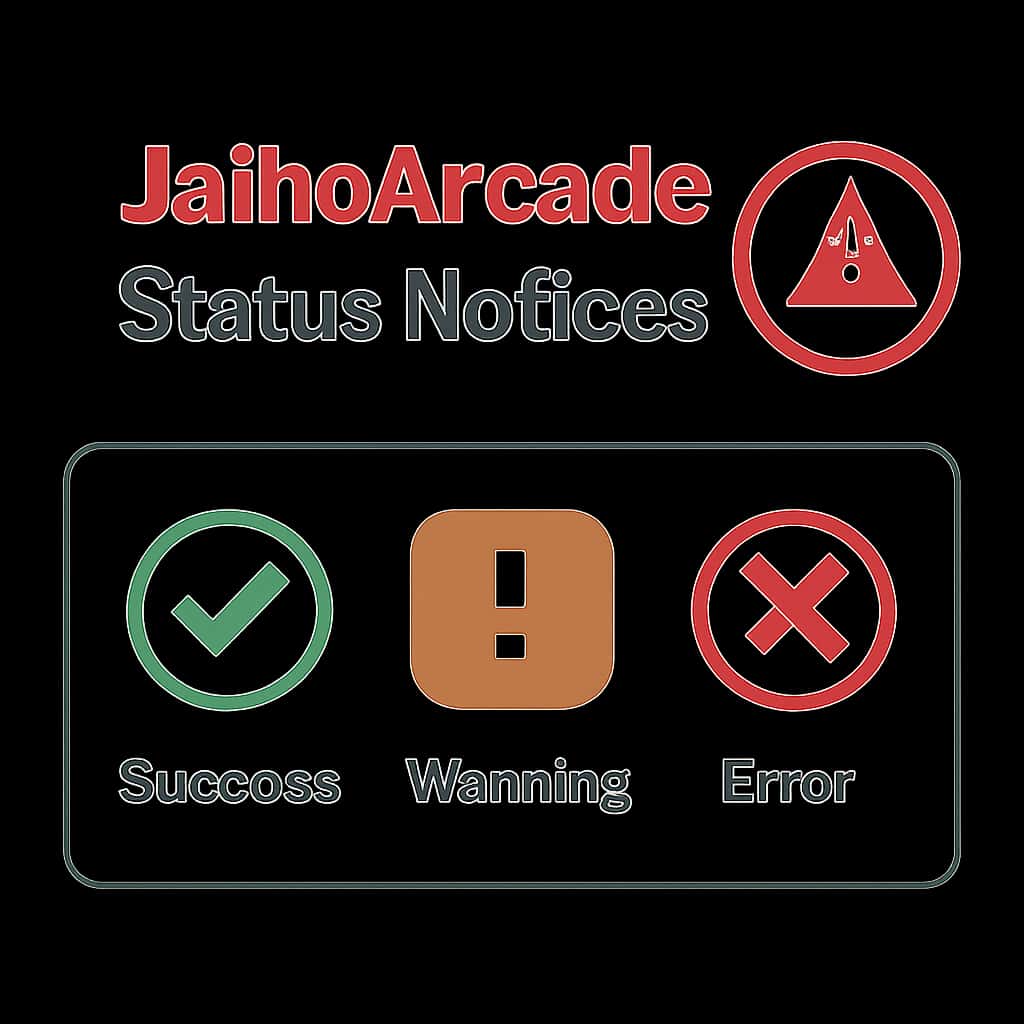 Diagram illustrating JaihoArcade Status Notices.